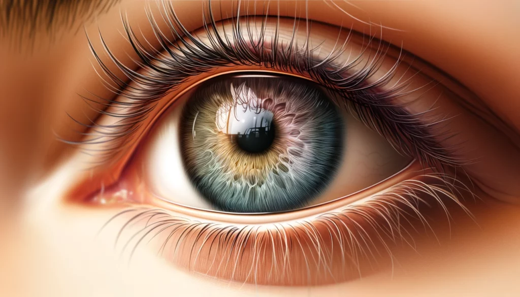 a close-up view of an eye, AI illustration